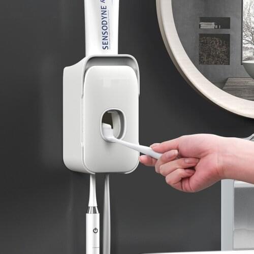 Wall Mounted Automatic Toothpaste Squeezer Dispenser Plastic Dust-proof Toothbrush Holder For Toilet Bathroom Accessories