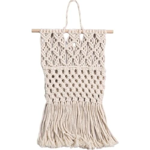 Wall-Mounted Magazine Storage Box, Mail Rack, Wall-Mounted Cotton Woven Hanging Bag, Tapestry Geometric Decoration