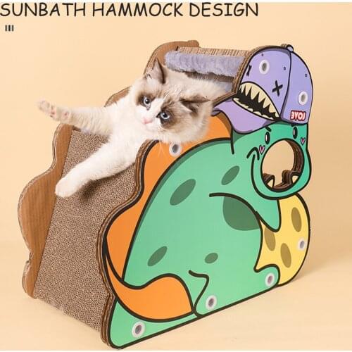 2021 NEW Cat Dinosaur House Condo with Scratching Pad Cat Scratcher Cardboard, Scratching Pad House Bed Furniture Protector