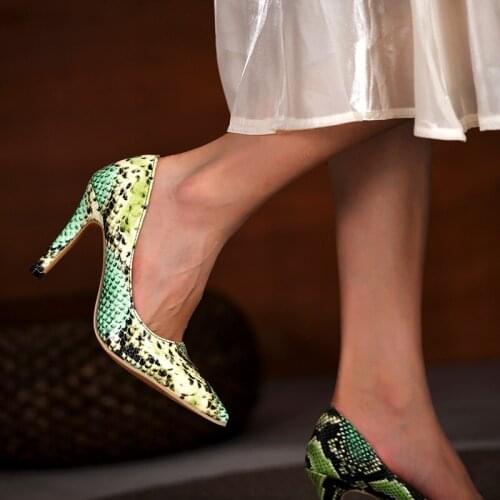 2021 New Fashion Snakeskin Pointed Toe Luxury Designer Woman Extreme Mules Super High Heels Pumps Sexy Ladies Pumps Hot Selling