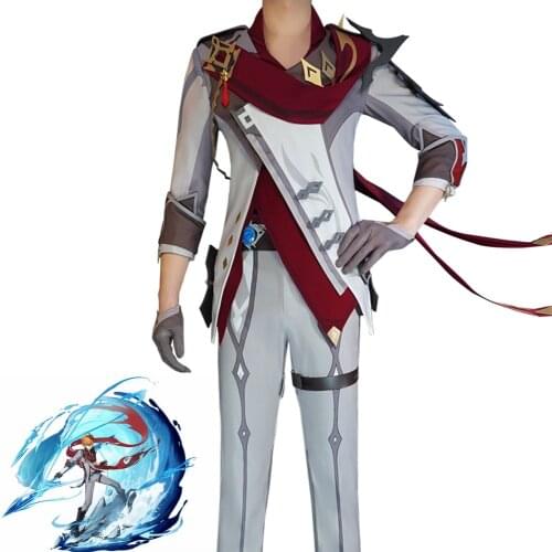 2021 New Style Cosplay Costume Game Genshin Impact Tartaglia Top Pants Gloves Set Project Anime Accessories Adult Luminous Eye