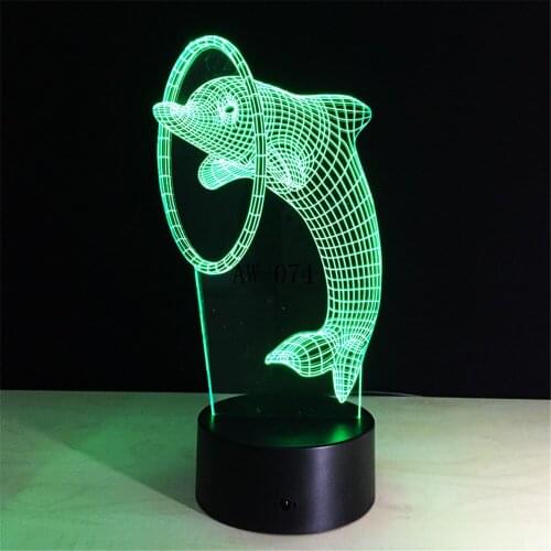 Dolphin New 3D LED Night Light Beside Lamp Touch Control 7 Color Changing USB Touch LED Party Decor Light AW-074