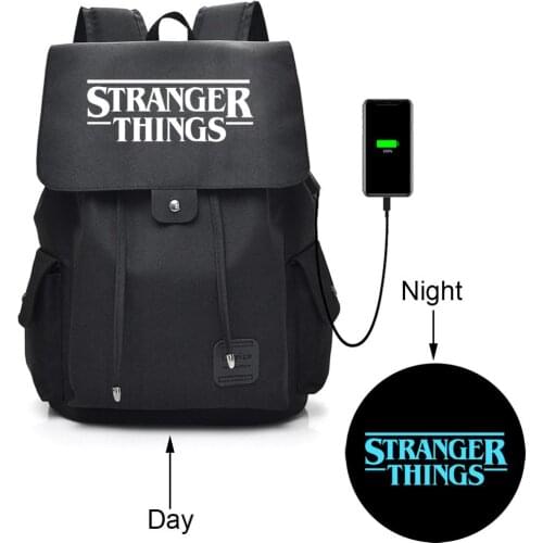 Stranger Things Friedns Do Not Lie USB Port Backpack Bag Zipper Messenger School Students Book Daypack Large Capacity Boy Travel