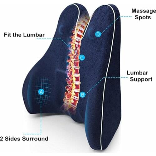 Orthopedic For Office Chair Lumbar Spine Brace Cushion Back Pain Relief Memory Foam Waist Lumbar Support Pillow Spine Protect