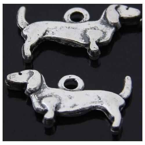 200pcs/lot Dog Dachshund Charms Pendants for Jewelry Making DIY Handmade Craft 19*10mm