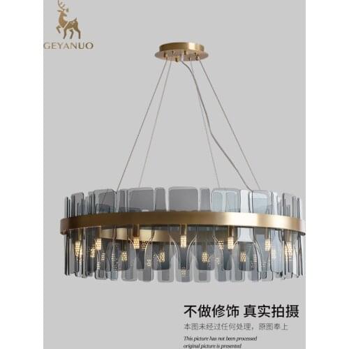 Postmodern living room chandelier home Nordic minimalist design dining room all copper lamp