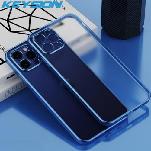 KEYSION Plating Matte Case For iPhone 13 Pro Max 12 11 XS XR Camera Protection Transparent TPU Cover for iPhone SE 2020 8 7 Plus