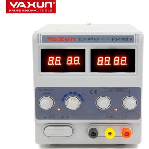 Free shipping YAXUN 1502DD 15V 2A Adjustable DC Power Supply LED Display Mobile phone repair power test regulated power supply