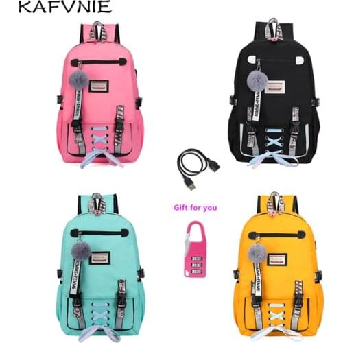 Large UBS school backpacks for teenage girls usb with lock Anti theft bags big High School bag youth Leisure College Book bag