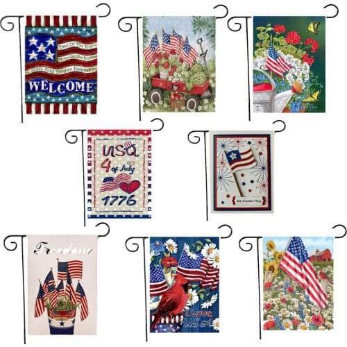 United States Independence Day Classic Stars Animal Digital Printing Linen Flag American July 4th Garden Decor Home Ornament 1PC