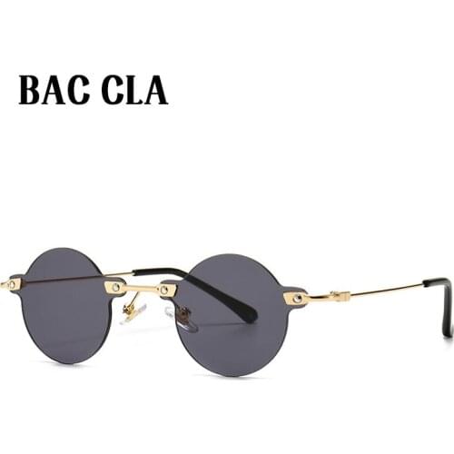 BAC CLA Retro Oval Sunglasses Rimless Women Uv400 Yellow Green Blue Male Sun Glasses Small Men Round Shape Metal Gift Summer