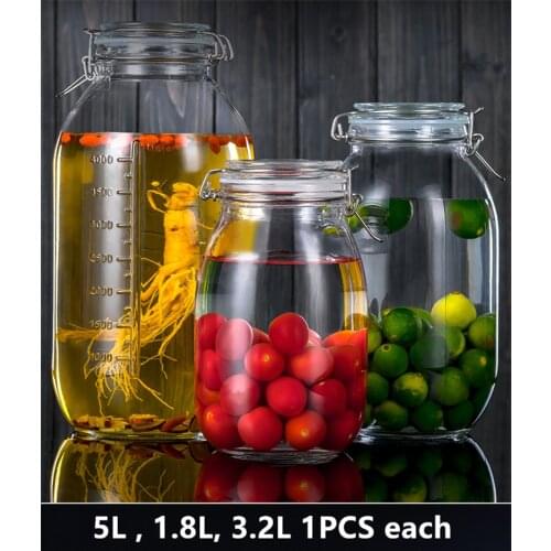 Special wine jar for brewing glass bottle household sealing belt cover large wine bottle green plum wine rice fermentation tank