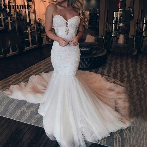 Sumnus bohoMermaid Wedding Dresses Sexy Backless Lace Appliques African Wedding Gowns Trumpet Vintage Bridal Dresses