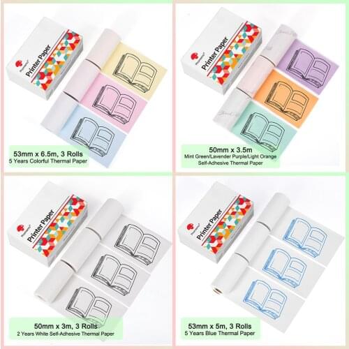 Phomemo Thermal Paper Autoadhesivo Papel Printable Sticker Label for M02/M02S/M02Pro Printer Papier Photo Rollo Papel
