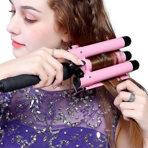 Three Tube Curling Triple Barrel Wave Water Ripple Rolls Electric Hair Curler US Fast Heating Corrugated Hair Straightener