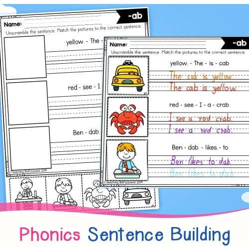 Phonics Sentence Building Kindergarten and 1st Learning English Workbooks for Kids Book Sets In English Books