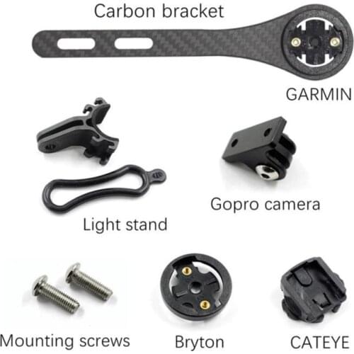 Carbon Fiber Bicycle Road Bike Cycling Computer Stopwatch Speedometer Mount Holder for Garmin Cateye Bryton Gopro Light Holder