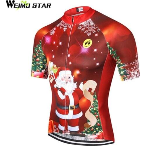 Weimostar Christmas Cycling Jersey Men Cycling Clothing mtb Jersey Breathable cycle Bicycle Clothes Ropa Ciclismo Tops
