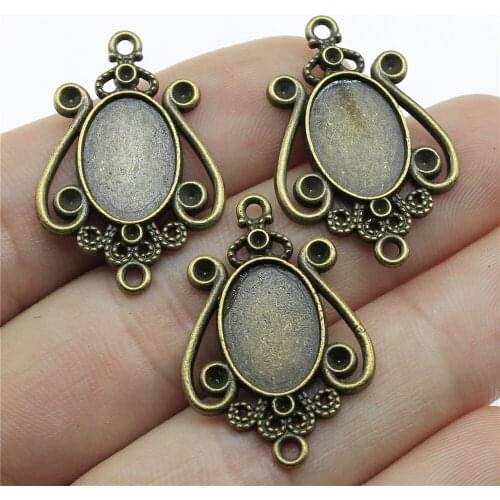 WYSIWYG 4pcs 30x20mm Vintage Earring Connector For Jewelry Making Antique Bronze Earring Porous Connector Charms