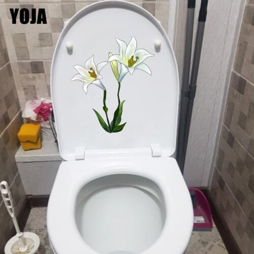 YOJA 19.7*22.6CM Lily Beautiful Flower WC Toilet Sticker Home Living Room Wall Decor T1-0518