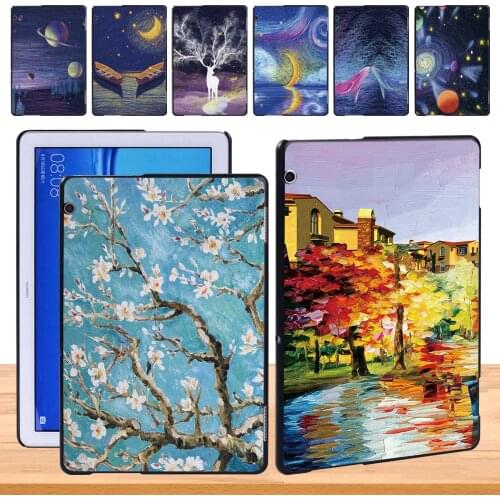 For Huawei MediaPad T5 10 10.1 Inch Paint Series Hard Case Tablet Protective Back Shell + Free Stylus