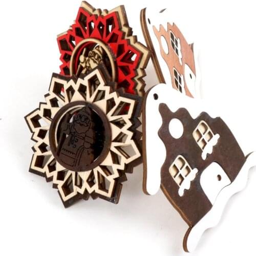 1Pcs Wooden Christmas Tree Hanging Ornament Scrapbooking Craft For Embellishments Handmade DIY Handicraft Home Decoration