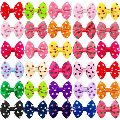 10pcs Mixed Color Pet Dog Puppy Cat Hair Clips Big Polka Dots Dog Grooming Handmade Hair Clips Accessories Pet Supplies