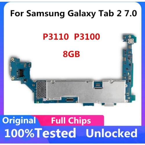 100% Unlocked Motherboard For Samsung Galaxy Tab 2 7.0 P3110 P3100 Motherboard Full Testeted Logic Board WiFi 3G Mainboard 8GB