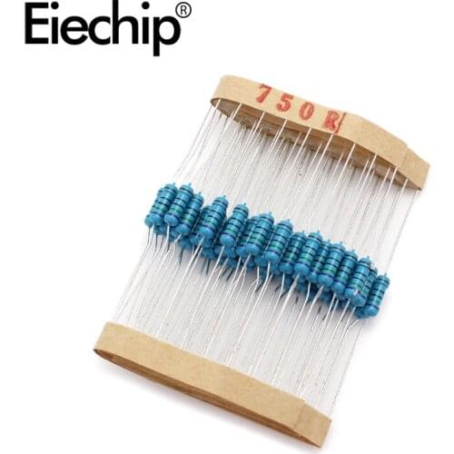100pcs/lot 0.5W 1 ohm 1% Metal film resistor 1/2W resistance 750R Electronic resistors