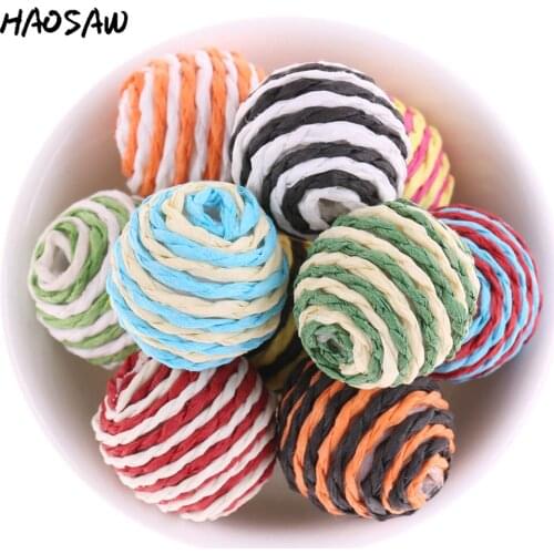 20MM 100Pcs/Lot Colorful Crochet Stripe Earrings Beads For Women DIY Handmade Necklace/Jewelry Design/Accessories Making