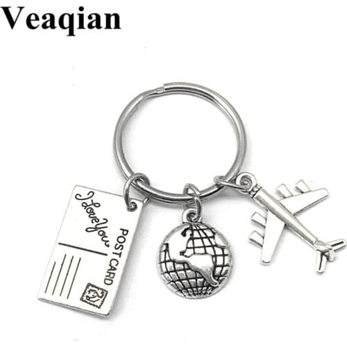 2019 / No matter where you travel, travel keychains, earth and plane keychains, flight master creative fashion gift jewelry