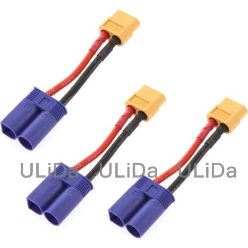 3pcs XT60 Female to Male EC5 Style Connectors Adapters w 14AWG Silicone Wire for RC Quadcopter