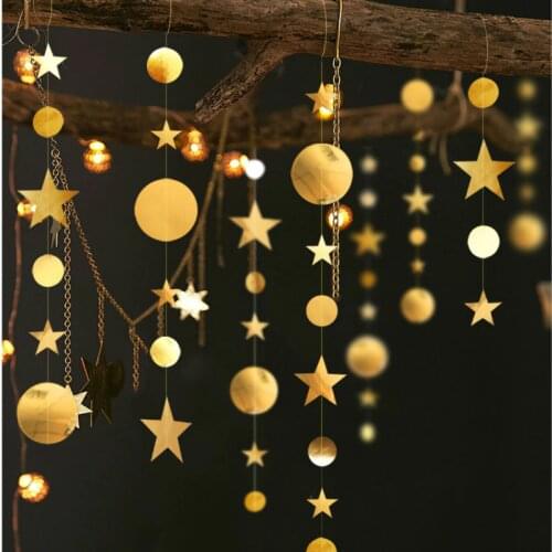 4M Twinkle Star Round Shape Banner Paper Garlands Baby Boy Girls Happy First Birthday Party Decorations Wedding Christmas Banner