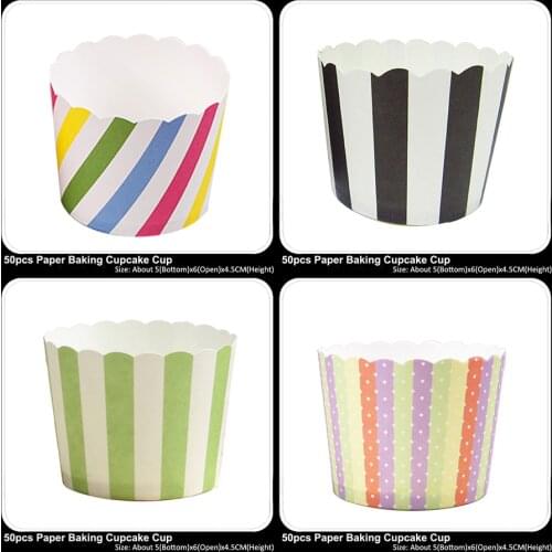 50PCS Muffin Multicolor Food Grade Paper Cupcake Baking Cake Cup Case Maker Paper Molds Kitchen Disposible Cake Tools