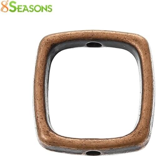 8SEASONS Bead Frames Rectangle Antique Copper (Fits 10mm Beads) 14mm x 13mm( 4/8" x 4/8"),Hole:Approx 1.7mm,10PCs (B35974)