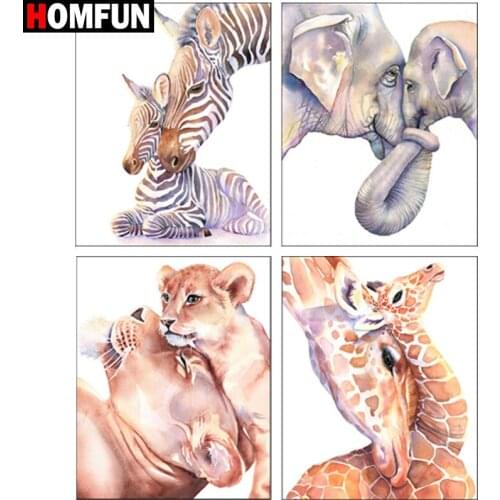 HOMFUN Diamond Painting Full Square/Round Diamond "Color animal family" Pattern Embroidery Cross Stitch 5D Rhinestone Painting