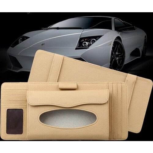Car Tissue Box CD Organizer Bag Car Storage Sun Visor Tissue Box Organizer Auto Interior Storage Decoration Car Accessories