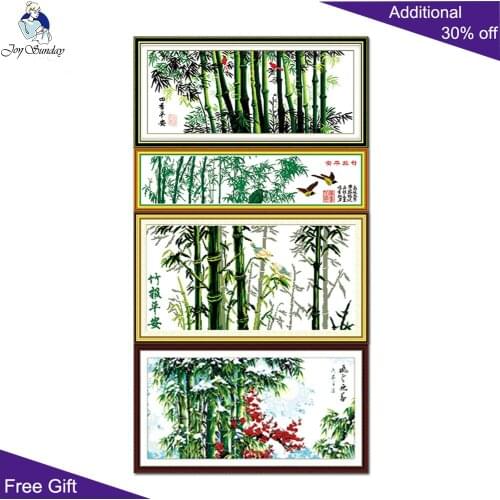 Joy Sunday Bamboo embroidery Chinese Home Decor F031 F043 F044 F047 14CT 11CT Counted and Stamped Bamboo scenic cross stitch kit