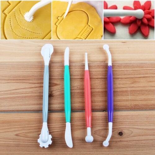 Free Shipping FDA High Quality 4pcs Cake Fondant Carving Tools set Cake Decoration Fondant Modelling Tools set