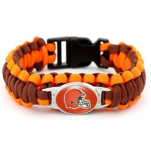 Football Brown Team logo Paracord Bracelet 550 Rope Survival Braided Rope Escape Bracelet For Sports Fans Jewelry