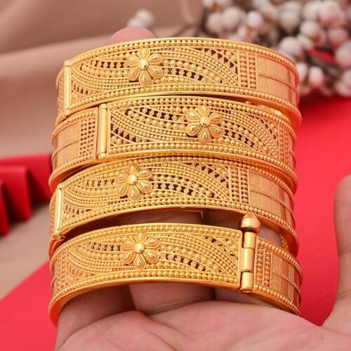 Luxury 4pcs/Lot Big Bracelet For Women Dubai Bangles Ethiopian Bangles African Wedding Jewelry Arab Middle East