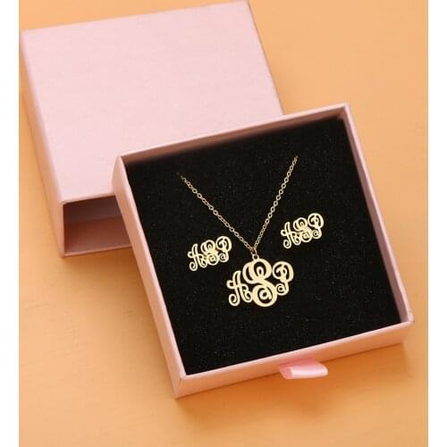 DODOAI Customized Jewelry Sets Trendy Letter Earrings Stainless Steel Name Necklace/Earrings/Bracelet/ Ring Nameplate Gift