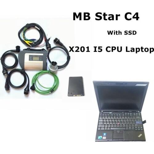 MB STAR C4 SD CONNECT COMPACT 4 Diagnostic tool with SD C4 Software HDD/SSD V2020.09 Latest software Multi-languages X201 laptop