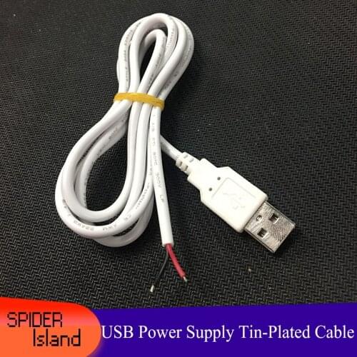 USB 2.0 Charging Cable DIY USB Tin-Plate Wire / USB Power Supply Cable USB2.0 Male Two Core Wire Copper White Cable 1meter