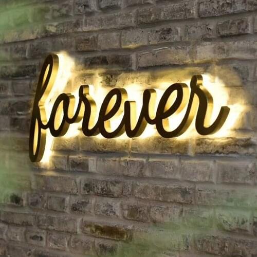 Classic Warm-light Wall-mounted Letters Golden Brushed Backlit Channel Letter Customized Sign Letter