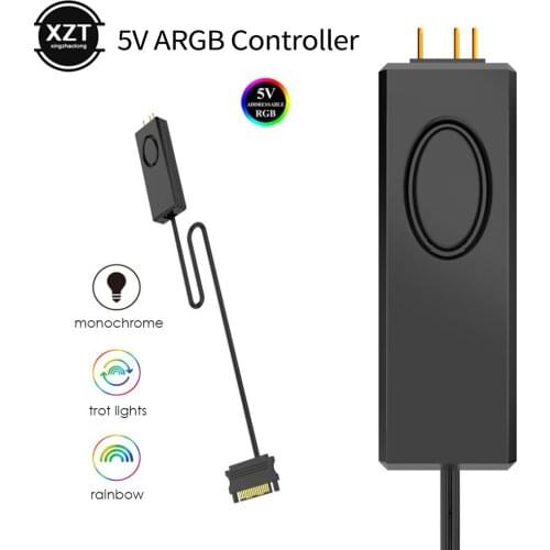 ARGB Controller SATA Pin Power Supply ARGB Controller for 3Pin 5V Case Fan Water Cooler LED Lighting Desktop Computer Cable