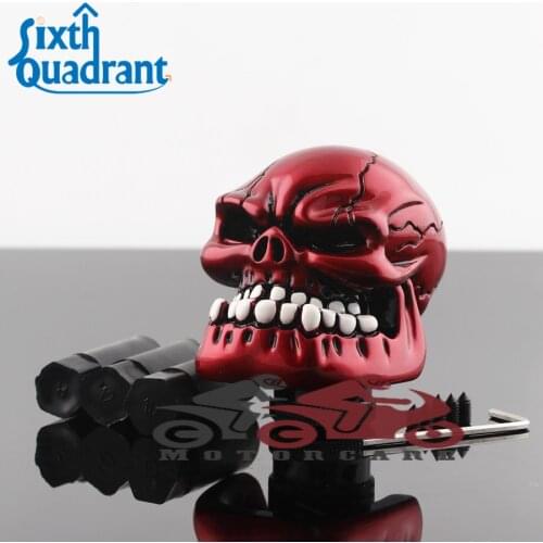 Red Teeth Skull Head Universal Manual Operation Car Gear Shift Knob Shifter Lever Resin