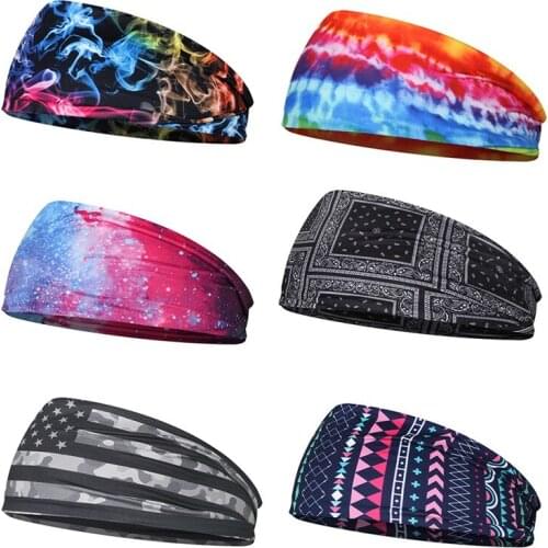 Starry Sky Digital Print Cycling Yoga Sport Sweat Headband Men Sweatband Breathable Headband Yoga Hair Bands Head Sweat Band New