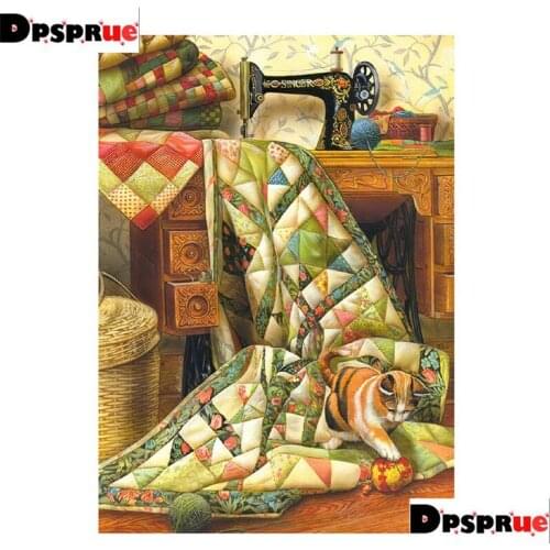 Dpsprue Full Square/Round 5D Diy Diamond Painting Kit Cross Stitch Sewing machine 3D Embroidery Mosaic Home Decor For Gift