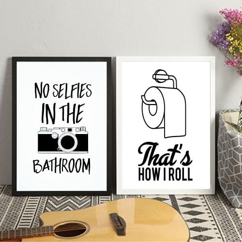 Set of 4 Funny Bathroom Quotes & Rules Wall Art Canvas Painting Poster For Home Decor Posters And Prints Decorative Pictures